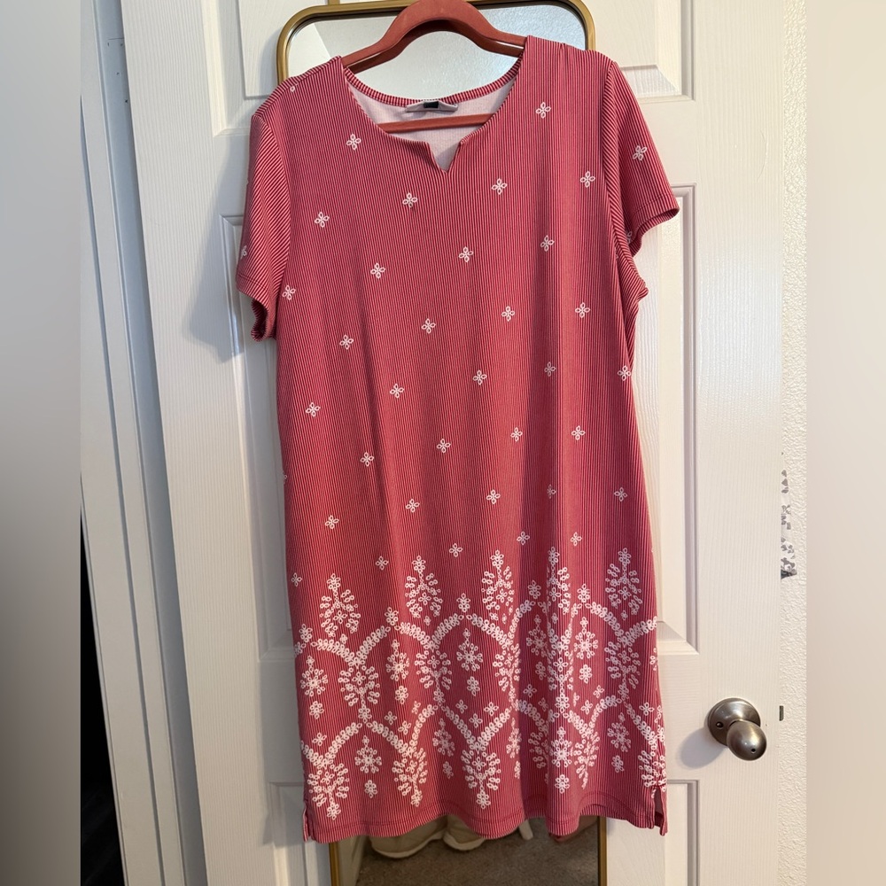 Karen Scott Red and White Patterned Midi Dress